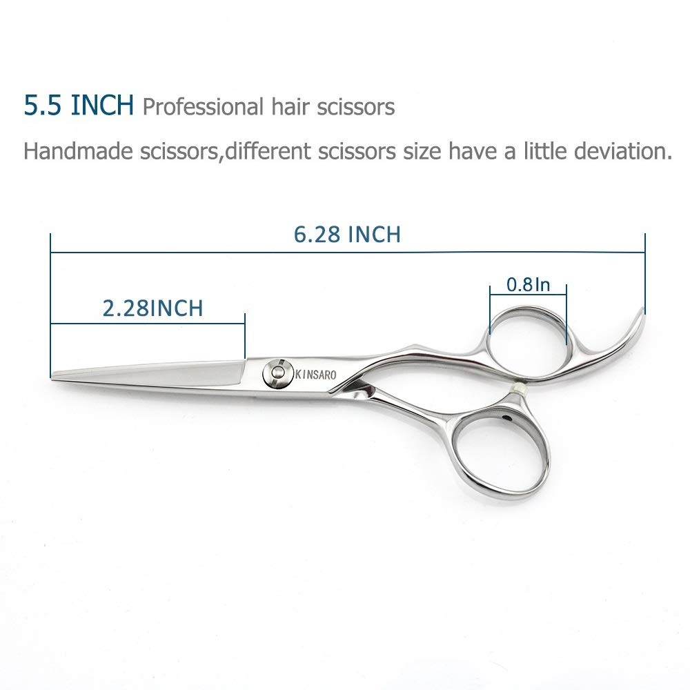 White Smoke 5.5" Barber Hair scissors Professional Hair Cutting Shears 440C Hair Cutting Scissors Shears Haircut Scissors Silvery Convex Blades KINSARO for Hairdresser Barber or Home Use