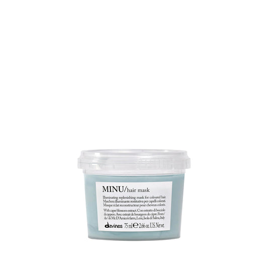 Lavender Davines MINU Hair Mask, Illuminating Deep Nourishing Color-Protecting Formula for Colored Hair - Preserves Cosmetic Color, Making it Soft and Silky with Salina Caper, Travel Size, 2.54 Fl Oz