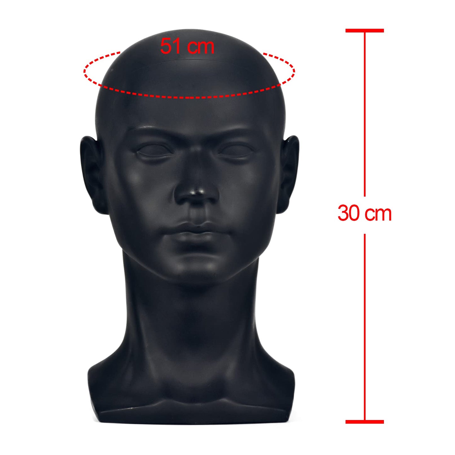 White Smoke FanLin Male Mannequin Head Professional Manikin Head for Display Wigs Hats Headphone Mask Sunglasses Jewelry and Scravat Display Stand (Matte-Black)