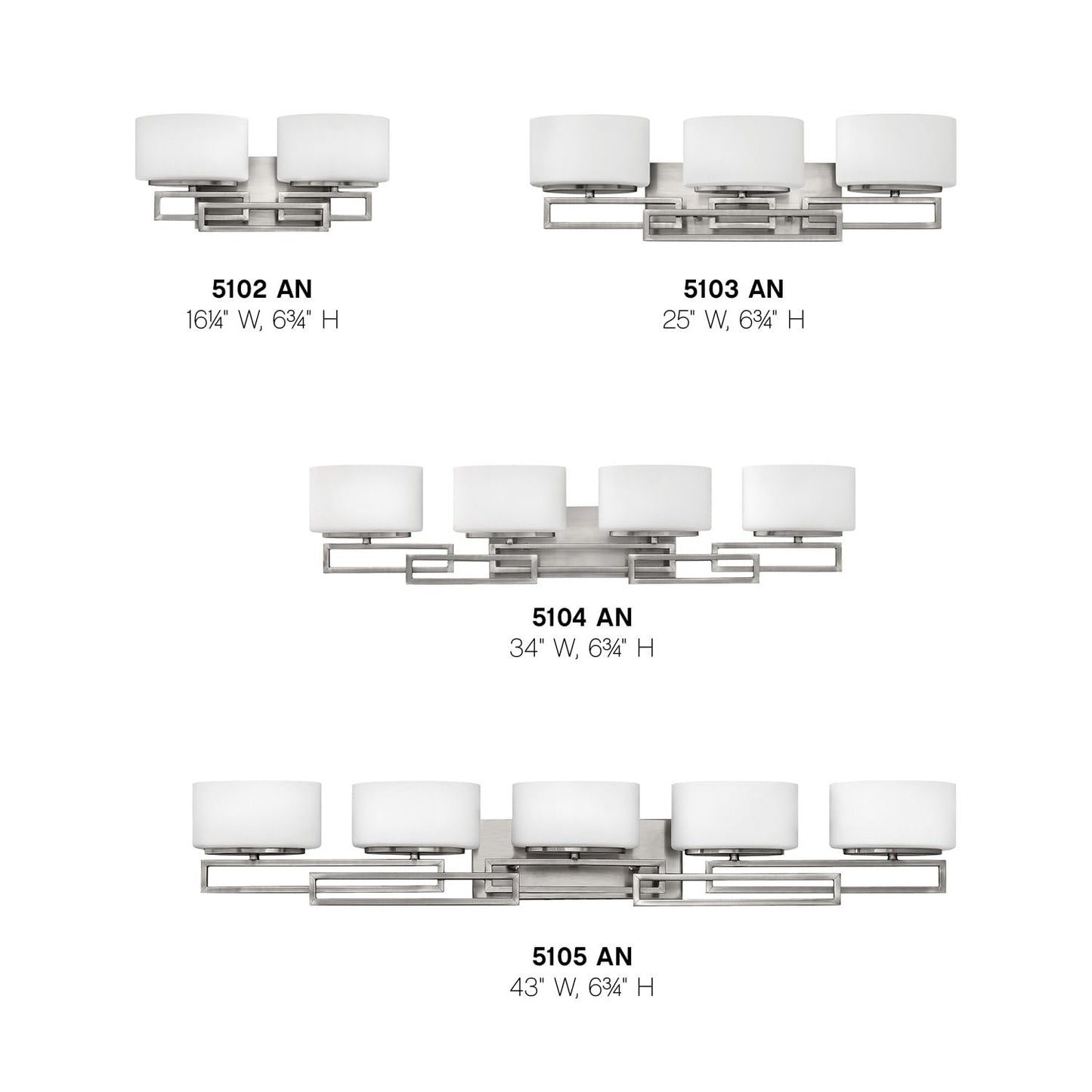 White Smoke Hinkley Lanza Contemporary Modern Five Light 300W G9 Bathroom Vanity Fixture, Antique Nickel