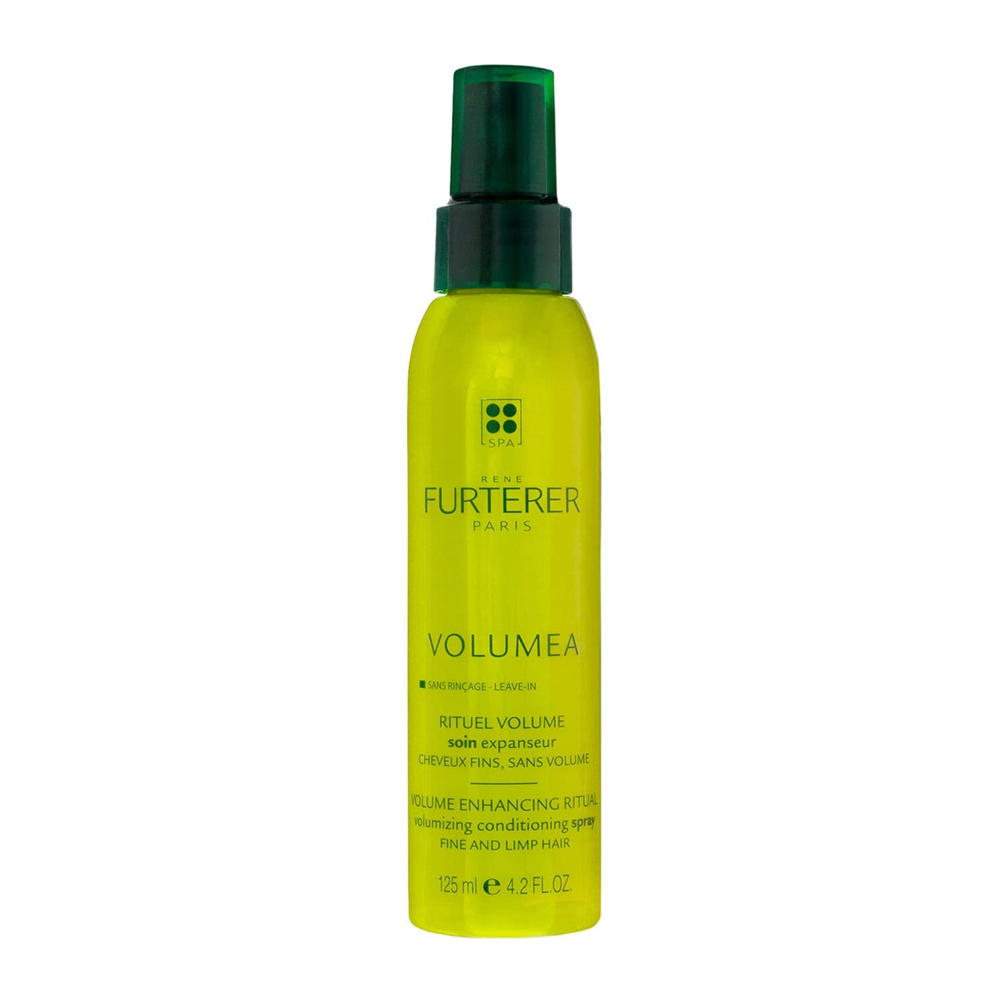 Yellow Green René Furterer VOLUMEA Volumizing Conditioning Spray - For Fine, Limp Hair - Thickening & Long-Lasting Volume - Sulfate-Free - 4.2 fl. oz.