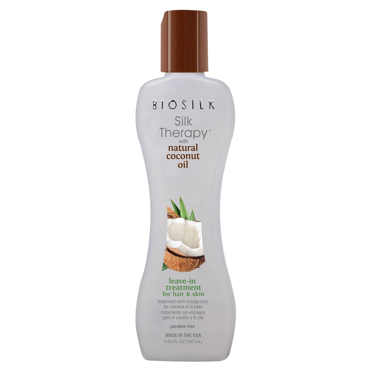 Gray BioSilk Silk Therapy with Natural Coconut Oil, Leave-In Hair Treatment Cream for Frizz Control & Shine, Strengthens & Smooths Dry, Damaged Hair, Sulfate-Free, Paraben-Free, Cruelty-Free, 5.64 Fl Oz