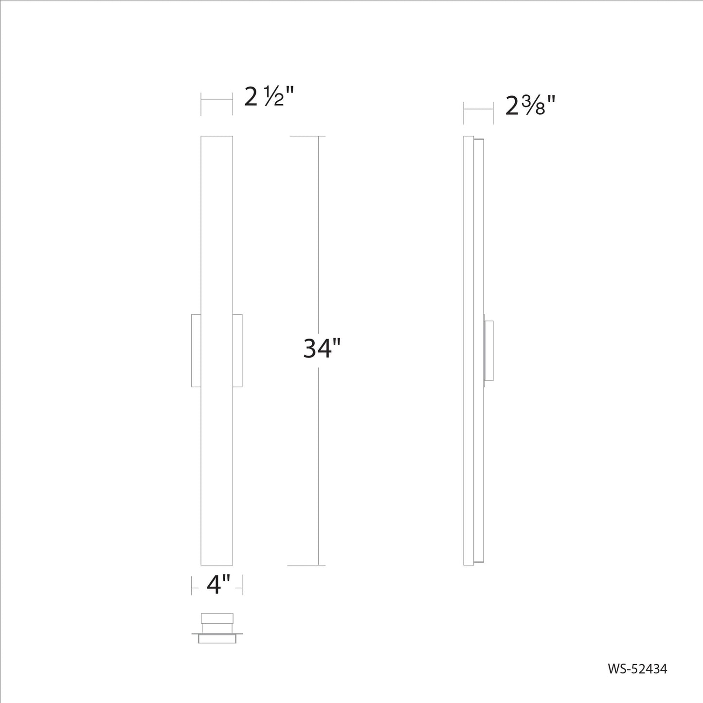 White Smoke Modern Forms Lanza 34in LED Bath Vanity & Wall Light 3000K in Black