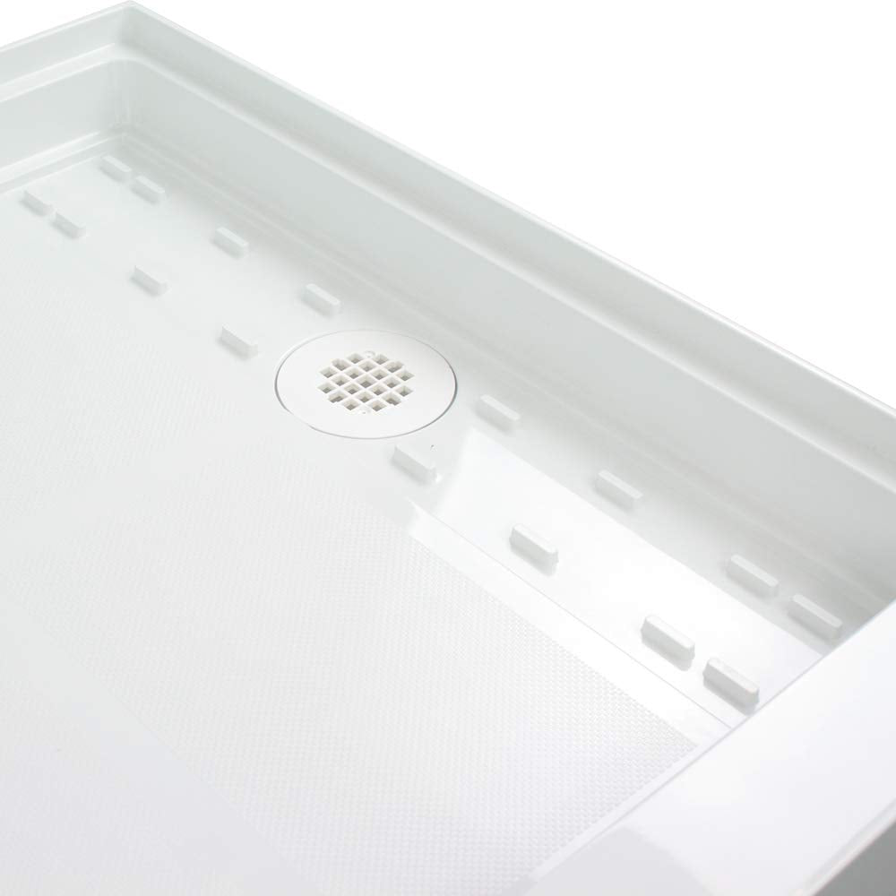 Lavender Transolid FL6036L-39 Linear 60-in L x 36-in W Rectangular Alcove Concealed End Drain Shower Base with Left Hand Drain, Grey