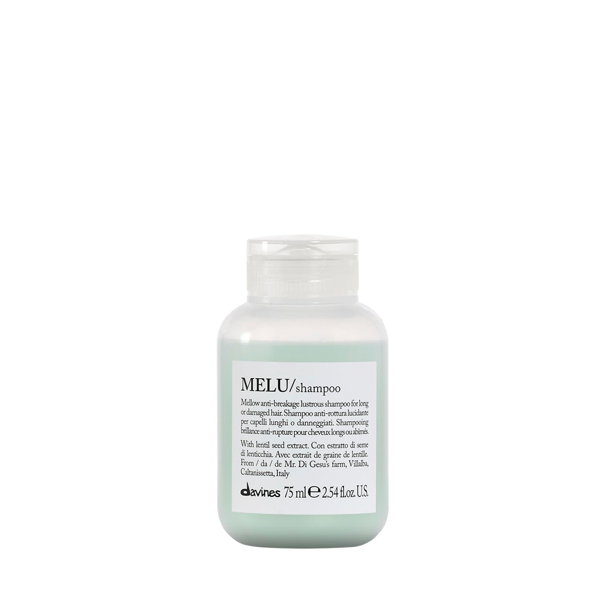 Lavender Davines MELU Shampoo, Elasticizing Anti-Breakage Gentle Cleansing Action for Long or Damaged Hair - Gives Lustrous, Reinforced, Shiny, and Soft Strands with Lentil Seeds, Travel Size, 2.54 Fl Oz