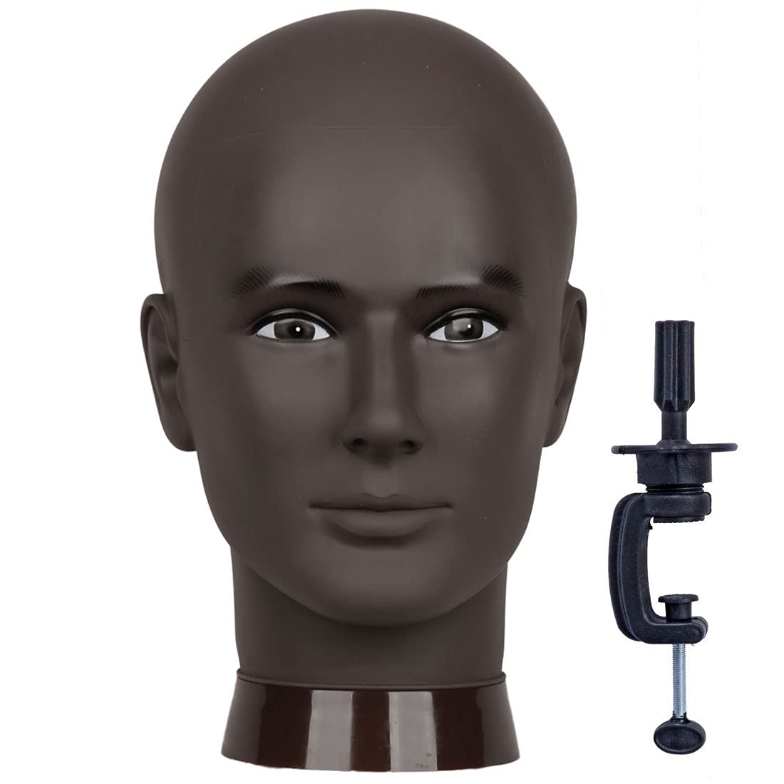 White Smoke Newshair Bald Mannequin Head Male Wig Head Professional Cosmetology for Wig Making and Display Hat Helmet Glasses or Masks Display Head Model with Free Clamp Stand (Black)