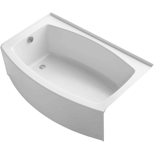 White Smoke KOHLER 1100-LA-0 Expanse 60" x 32" Acrylic Alcove Bathtub with Left-Hand Drain, Compact Design Soaking Tub, White