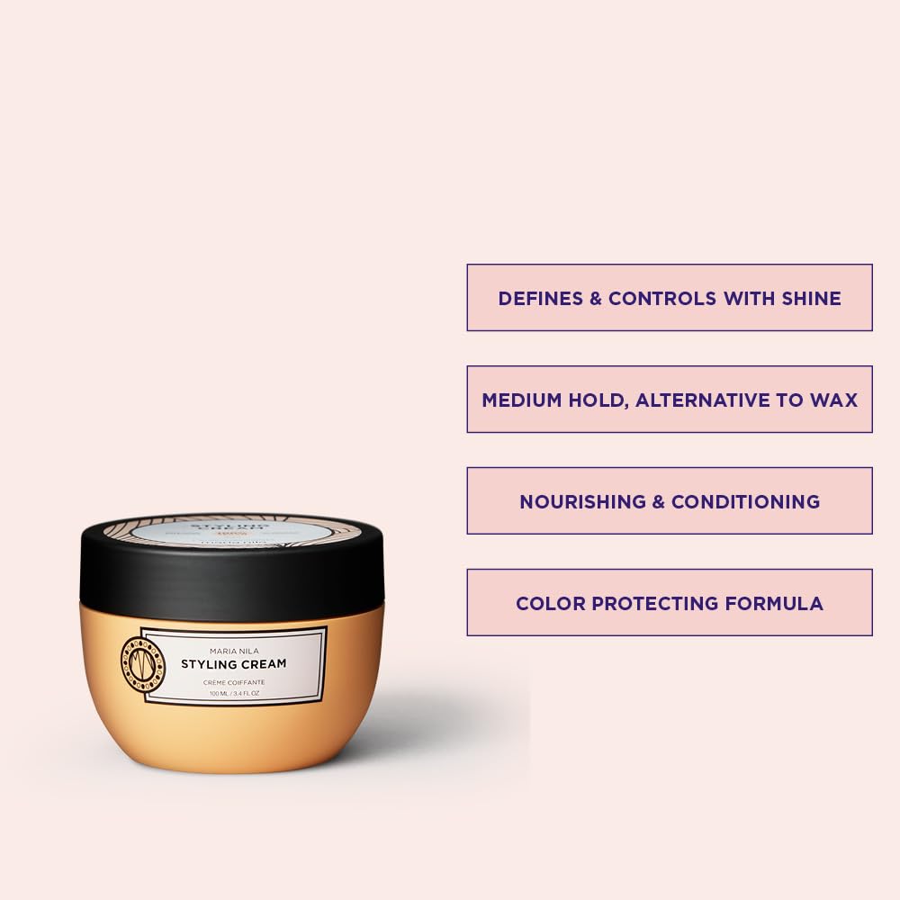 Misty Rose Maria Nila Styling Cream, Hold 3/5, Adds Control & Subtle Shine to Hair, 100% Vegan & Sulfate/Paraben free, 3.4 Fl Oz