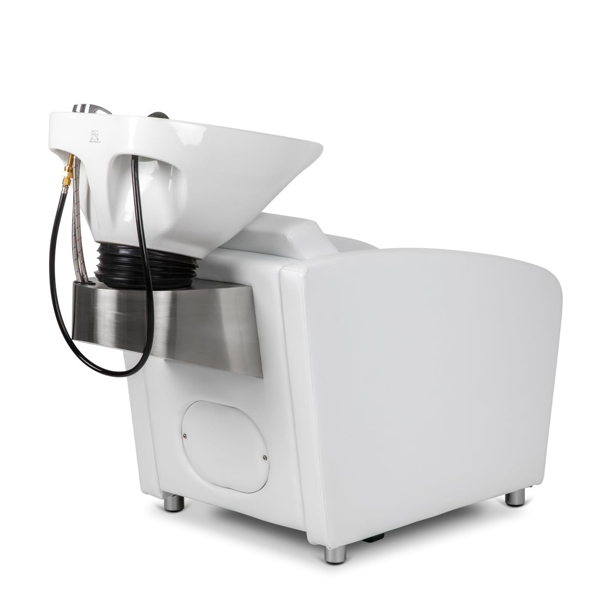 White Smoke Minerva Beauty Triton Shampoo Bowl and Chair in White with White Bowl