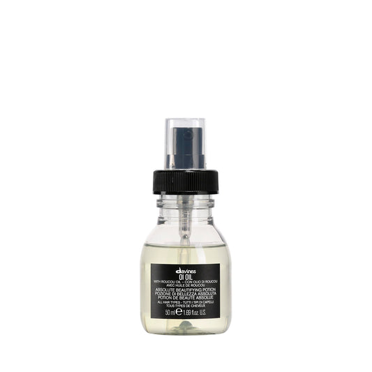 White Smoke Davines OI Oil, Multi-Function Potion for All Hair Types - Weightless Anti-Frizz & Shine-Enhancing Serum with Roucou Oil - Detangles & Replenishes Moisture Hydrating Treatment, Travel Size, 1.69 Fl Oz