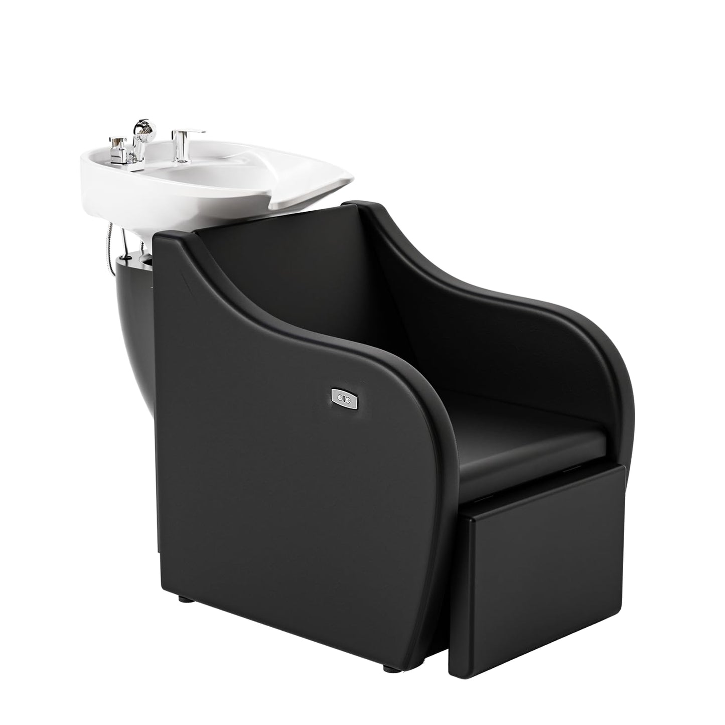 White Smoke OmySalon Shampoo Sink for Salon, Hair Wash Chair with White Porcelain Shampoo Bowl, Electric Shampoo Station Backwash Barber Chair, Beauty Spa Massage Hairdressing Equipment