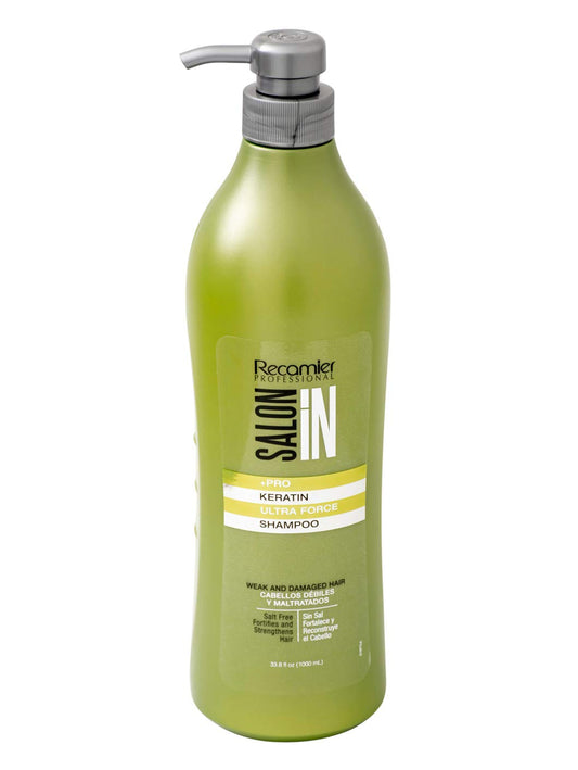 White Smoke Salon In Recamier Pro Keratin Ultra Force Shampoo for Damaged & Weak Hair | Strengthens, Repairs & Smooths | 33.8 fl oz / 1000 ml