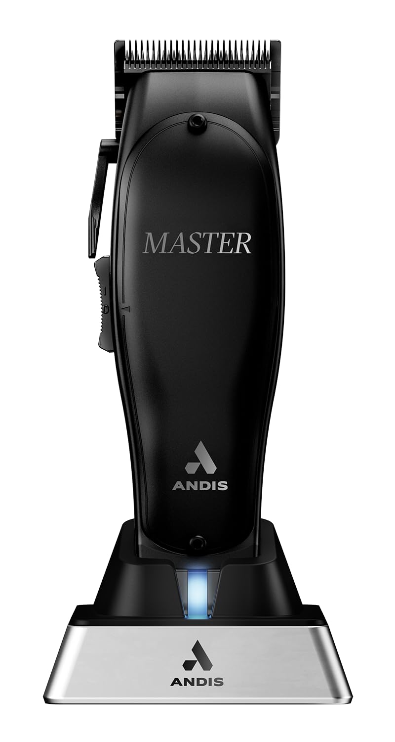 White Smoke Andis Black Label MLC Professional Master Cordless Lithium-Ion Hair Clipper, Adjustable Carbon Steel Blade for Close Cutting, Black