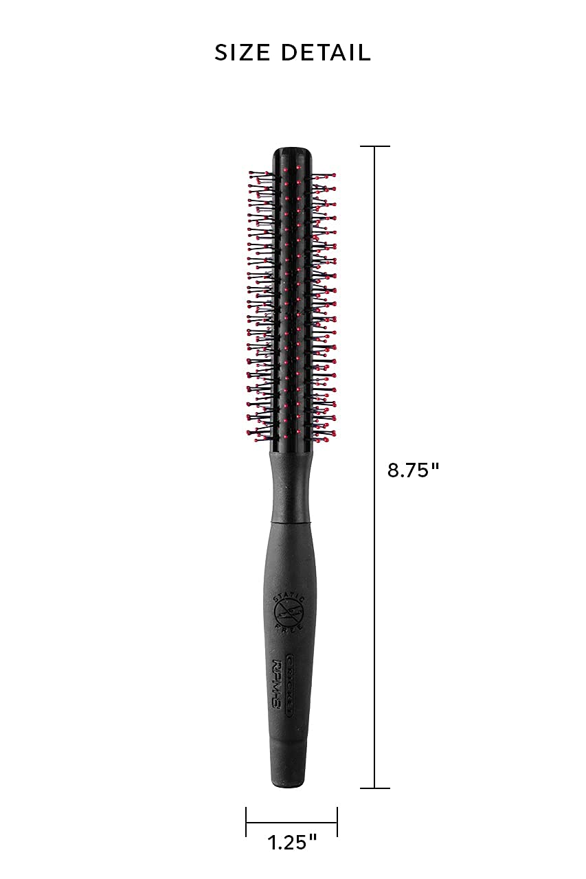 White Smoke Cricket Static Free RPM 8 Row Round Hair Brush - Curling, Blow Drying, Detangling and Styling Wet or Dry, Suitable for All Hair Types