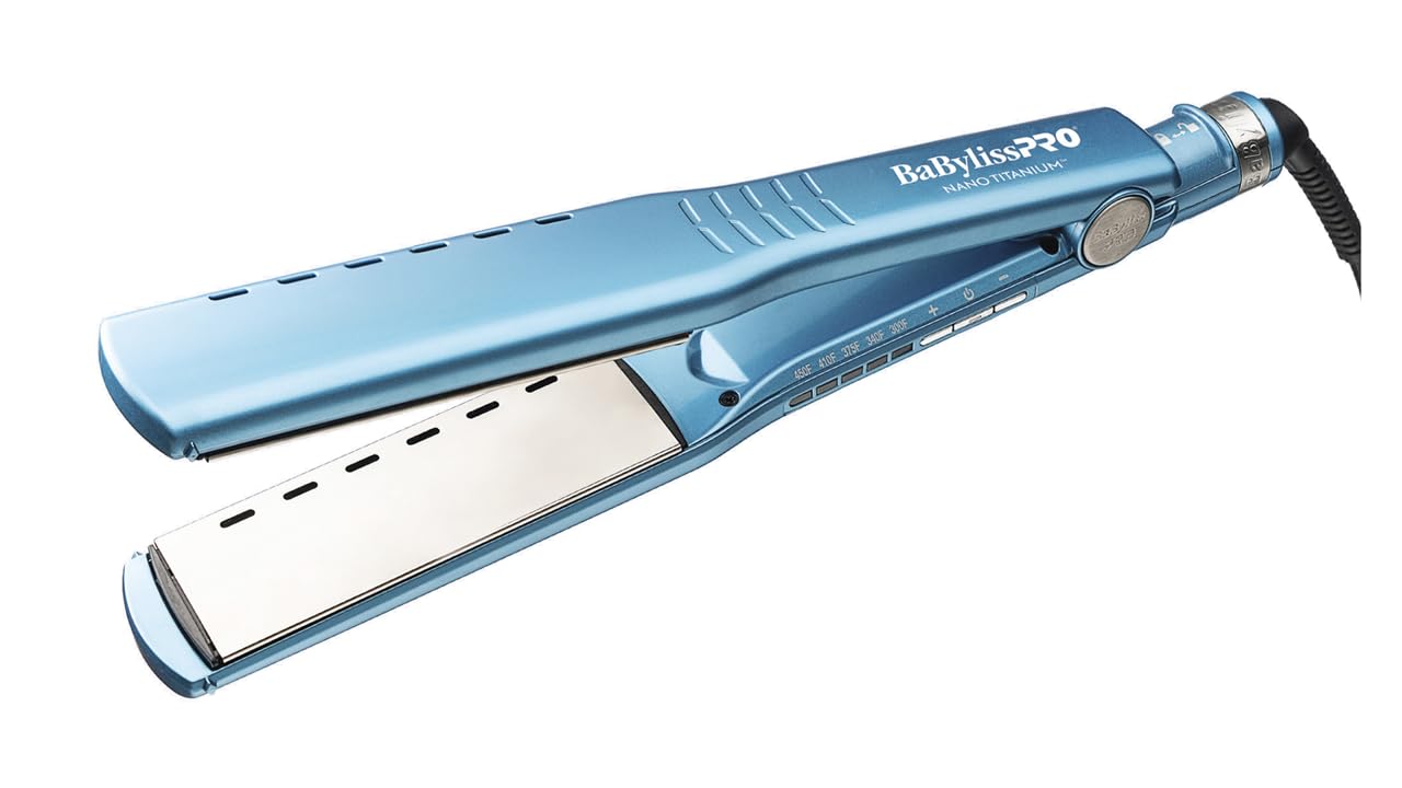 White Smoke BaBylissPRO Nano Titanium Ionic Flat Iron Hair Straightener, 1 1/2" Hair Straightener Iron for Smooth, Shiny, Frizz- Free Hair and All Hair Types