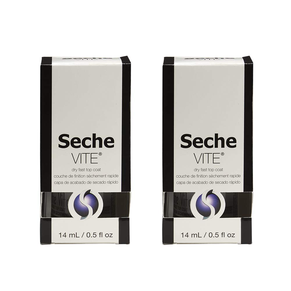 Gray Seche Vite Dry Fast Top Coat for Nail Polish and Manicure (2 pack, 0.5 fl oz)