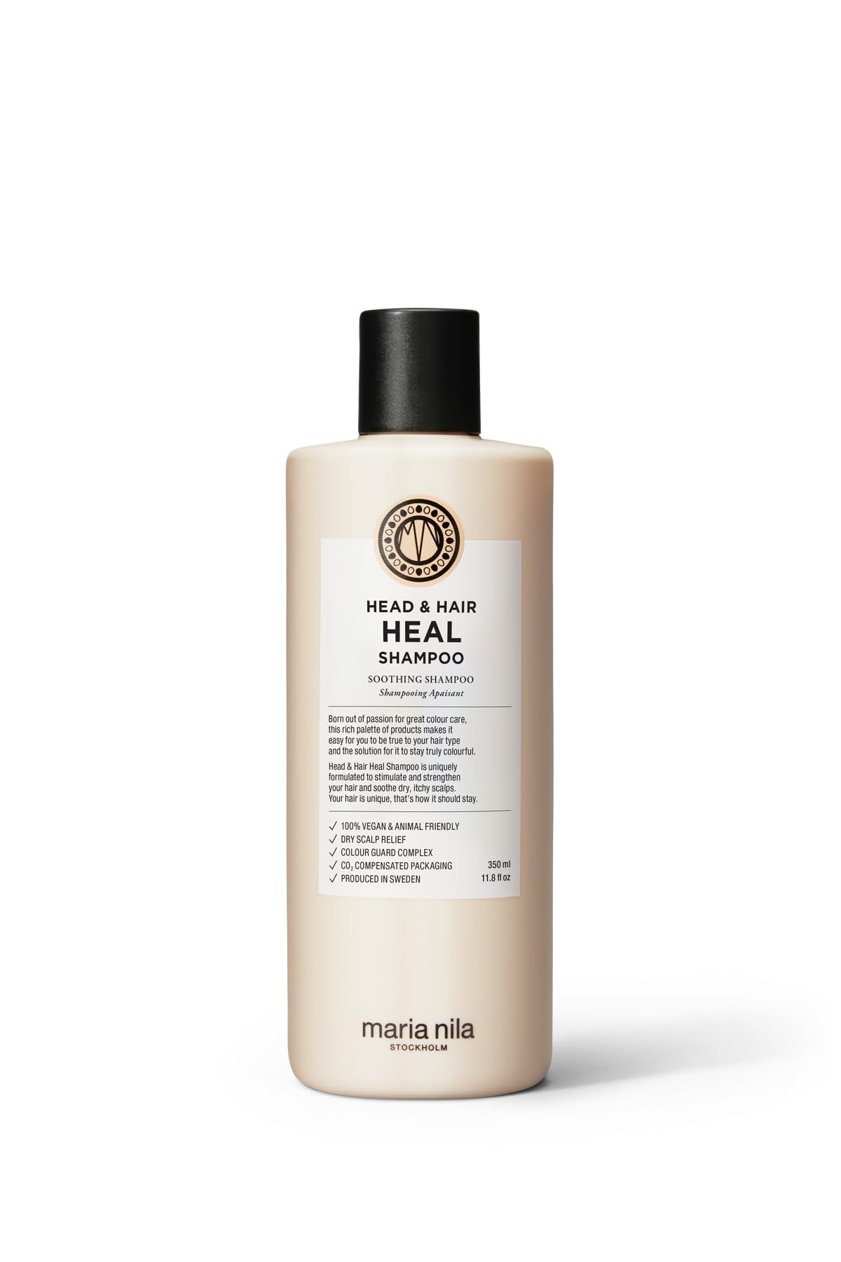 White Smoke Maria Nila Head & Hair Heal, Soothing Shampoo for Dry & Itchy Scalp, Calming Aloe Vera & Piroctone Olamine Properties Moisturises/Soothes Scalp Preventing Flakiness, 11.8 Fl Oz