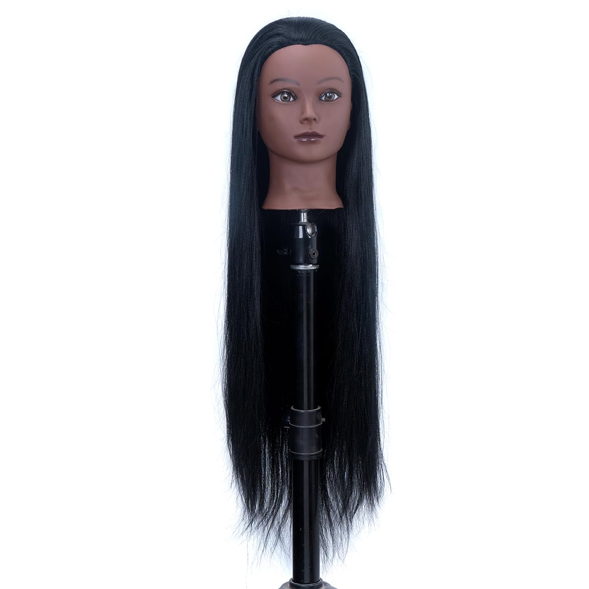White Smoke Mannequin Head with Hair 26" mannequin doll head styling manikin head Cosmetology Doll Head Multicolored Synthetic Fiber Hair Table Clamp Stand Included)(black YK)