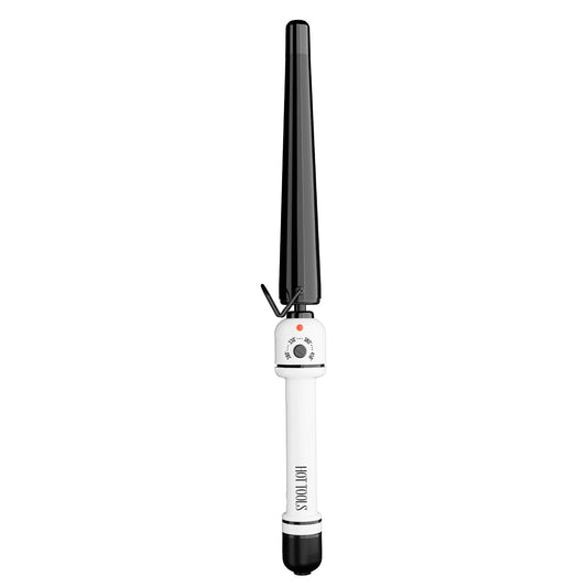 White Smoke HOT TOOLS Professional Nano Ceramic Extra Long Tapered Curling Iron for Shiny Curls, 3/4 to 1 1/4 Inches