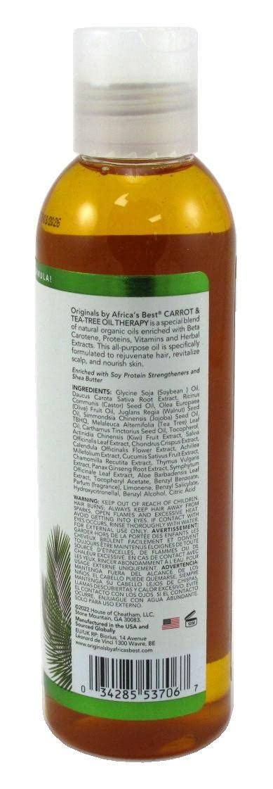 Dark Gray Africas Best Orig Carrot Tea Tree Oil 6 Ounce (177ml) (Pack of 3)