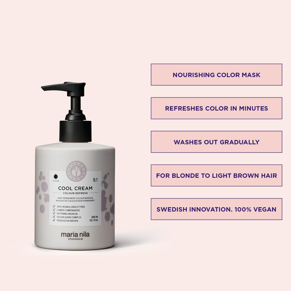 Misty Rose Maria Nila Color Refresh, Cool Cream 10.1 Fl Oz, Hair Mask bring out Beige/Cold Tones, Semi-Permanent Pigments, 100% Vegan & Sulfate/Paraben free