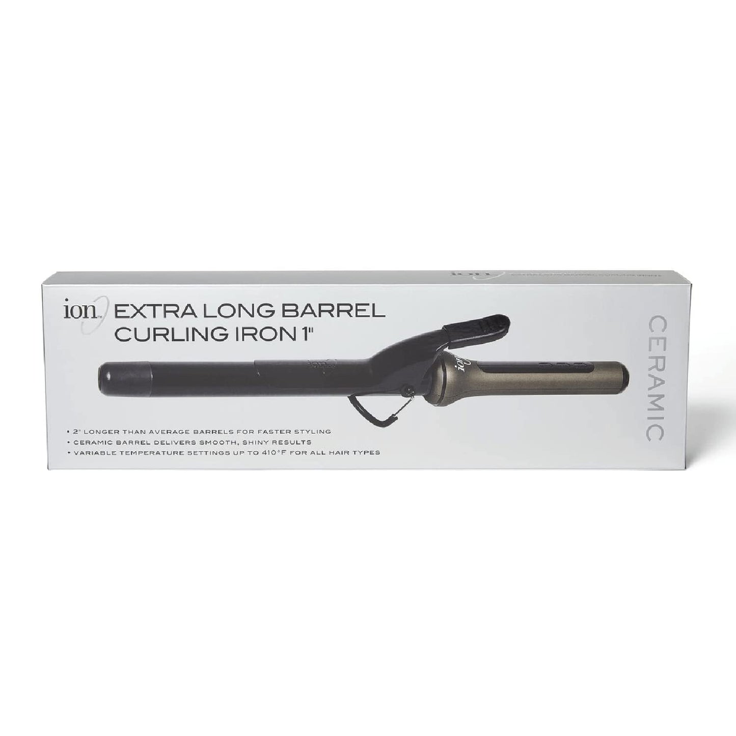 Light Gray Ion Extra Long Barrel Curling Iron, 1" Diameter, XL Length for Long Hair, LongLasting Curls, Auto ShutOff with Adjustable Heat Settings