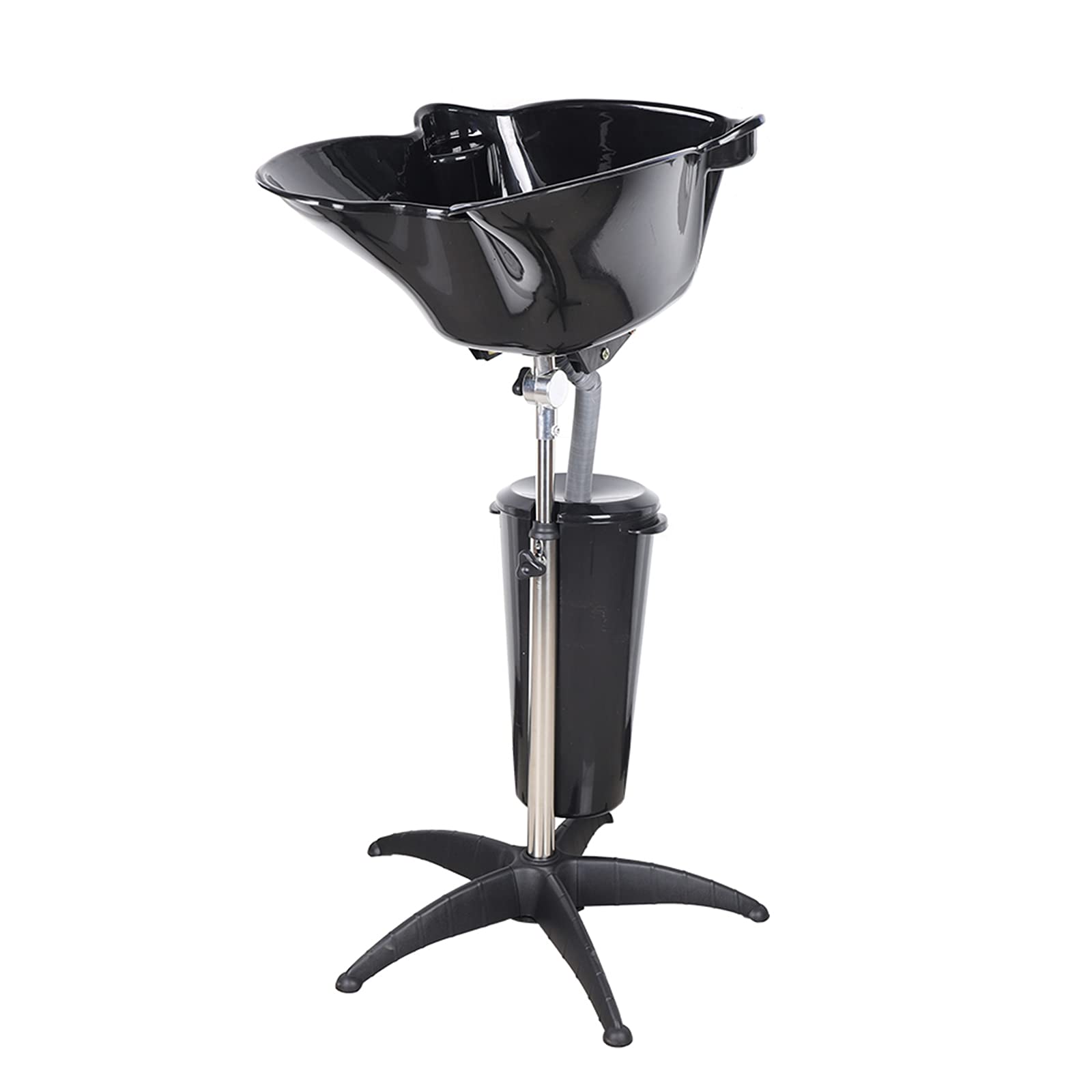 White Smoke HinLIaDa Portable Shampoo Bowl, Height-Adjustable Hair Washing Sink, Salon Deep Shampoo Basin Sink for Washing Hair, Barber Salon Spa Beauty Sink Equipment Unit with Drain Pipe and Bucket (Black)