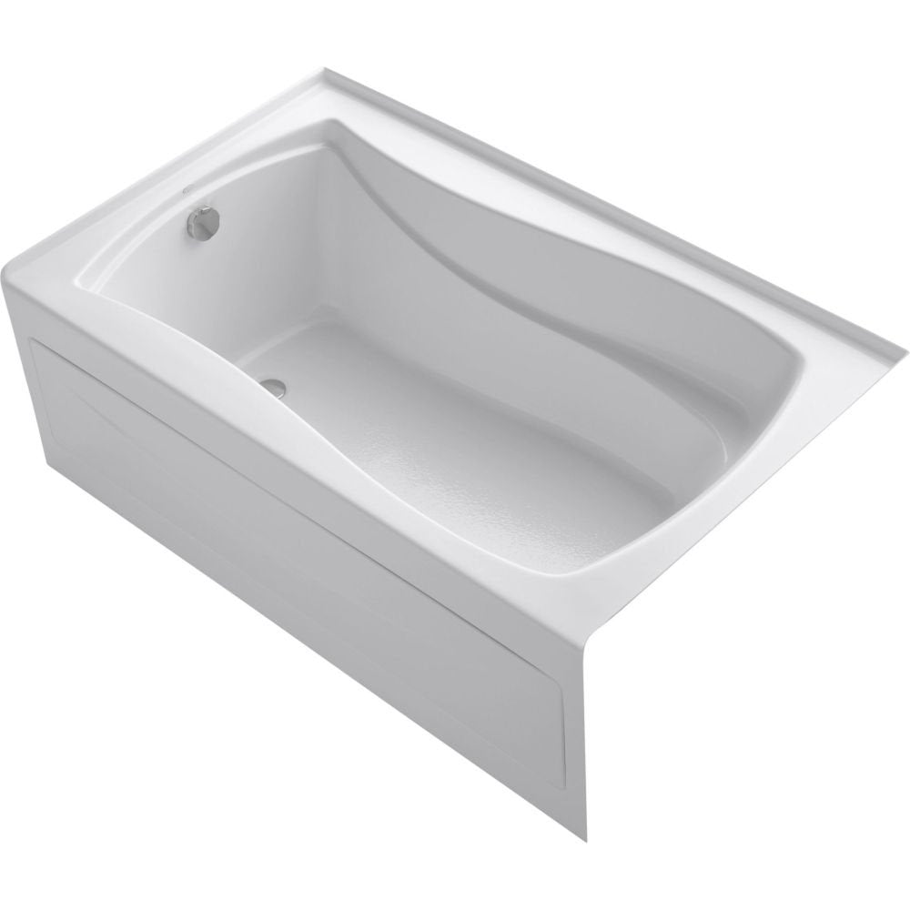 White Smoke KOHLER 1242-LA-0 Mariposa 60" x 36" Acrylic Alcove Bathtub with Left-Hand Drain and Integral Flange, White