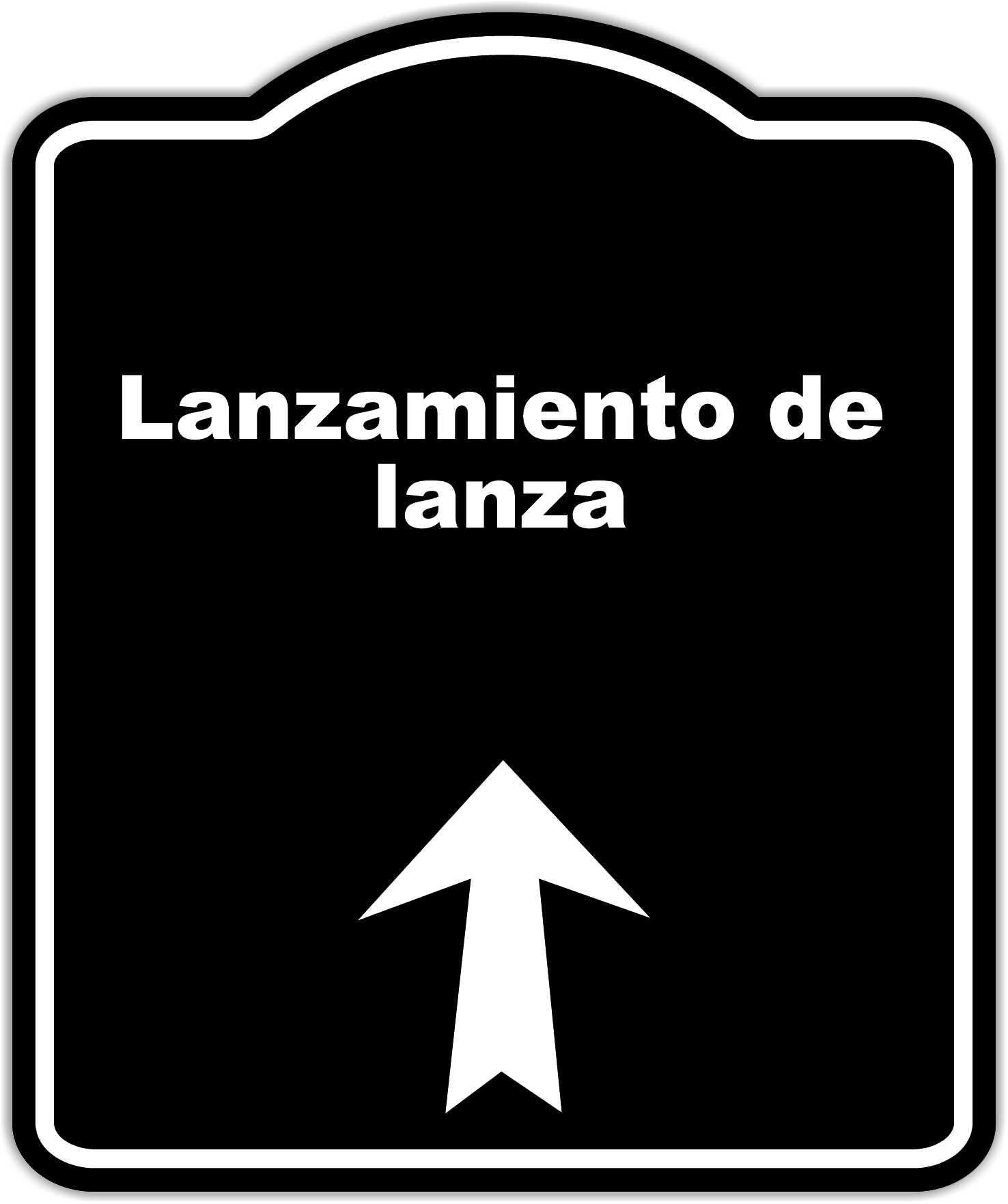Black Lanzamiento de lanza Spanish Black Sign Arrow Up Aluminum Composite Sign 15 x 18 inches