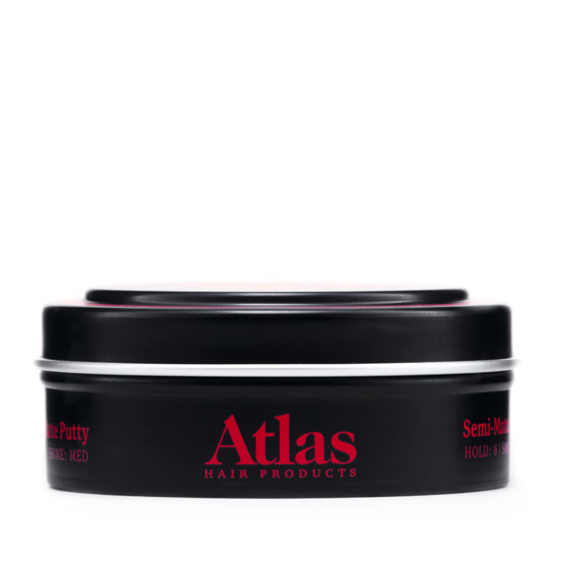 Black Atlas Pomade for Men, Semi-Matte, All day hold, Volumizing Hair Styling Product, Medium Hold, Low Shine Clay and Pomade Hybrid, For All Hair Types, Water Soluble, Hair Paste, 2.4oz, Pack of 1