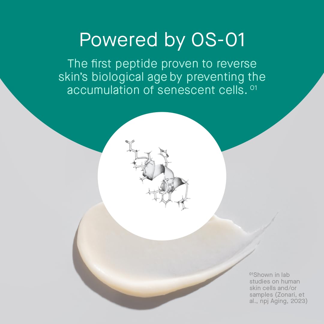 Light Gray oneskin EYE OS-01 Peptide Topical Supplement | Skin Longevity Age Reversal Eye Cream | Safe for Sensitive Skin, Fragrance-Free, 20 mL / 0.67 oz