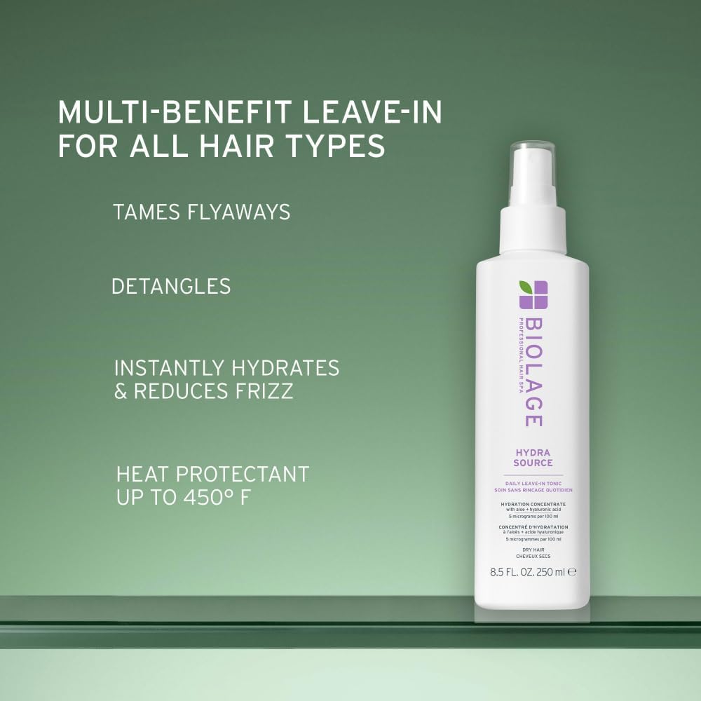 Dim Gray Biolage Hydra Source Daily Leave-In Tonic - Moisturizes & Detangles, Blowout Primer, Heat Protectant & Detangler, For Dry Hair, 13.5 Fl Oz