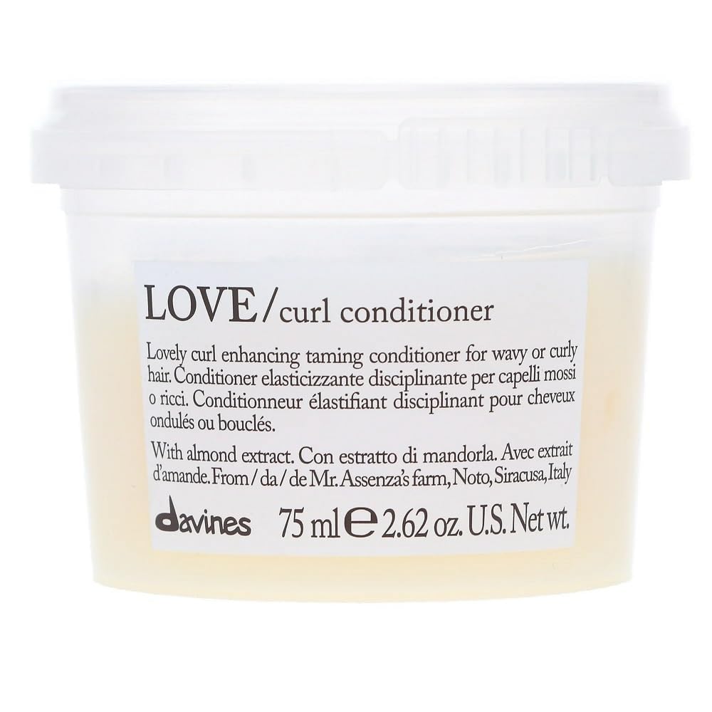 Lavender Davines LOVE Curl Conditioner, Enhancing Taming Protein-Rich Formula for Wavy and Curly Hair - Elasticizing Treatment Gives Softness & Volume with Almond Extract, Travel Size, 2.54 Fl Oz