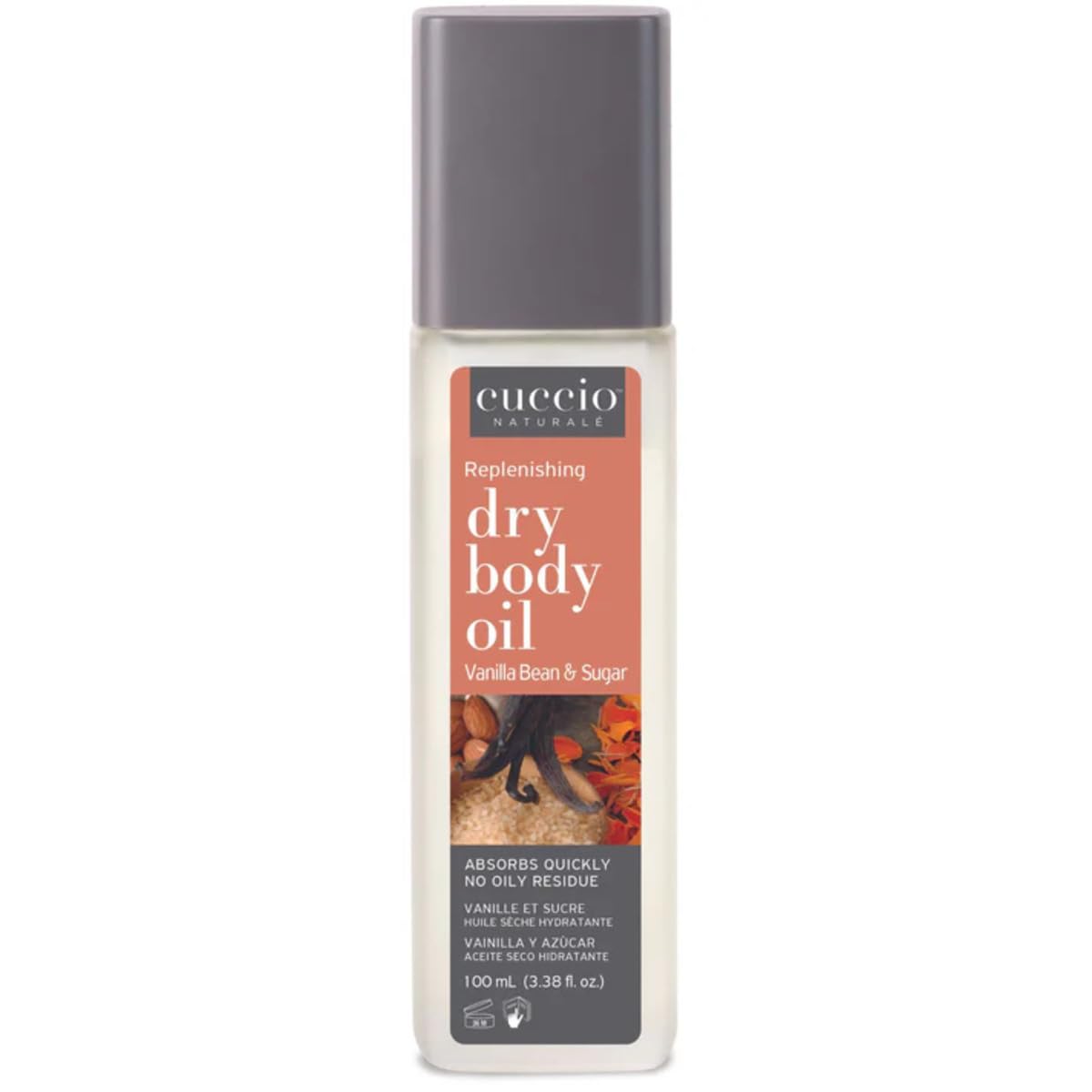 Dim Gray Cuccio Naturale Hydrating Dry Body Oil – Vanilla Bean & Sugar, 3.38 fl oz – Fast-Absorbing Lightweight Moisturizer for Smooth Soft Skin – Non-Greasy Nourishing Formula with Jojoba & Sunflower Oils