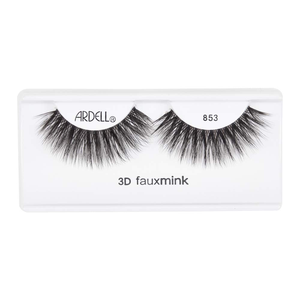 White Smoke Ardell 3D False Eyelashes Faux Mink Lashes 853 - Fluffy Volume Strip Wispy Lashes with Invisiband, 4 Pairs