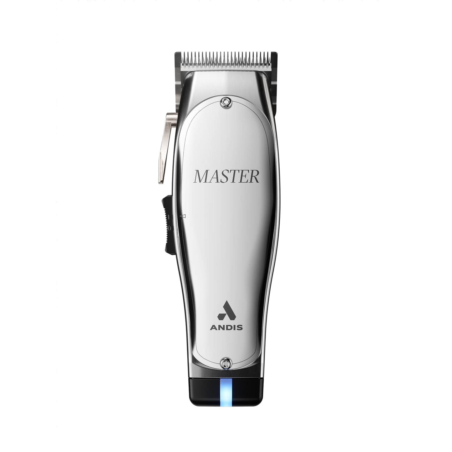 White Smoke Andis 12660 Professional Master Corded/Cordless Hair Clipper, Adjustable Carbon Steel Blade Hair Clipper for Close Cutting, Silver
