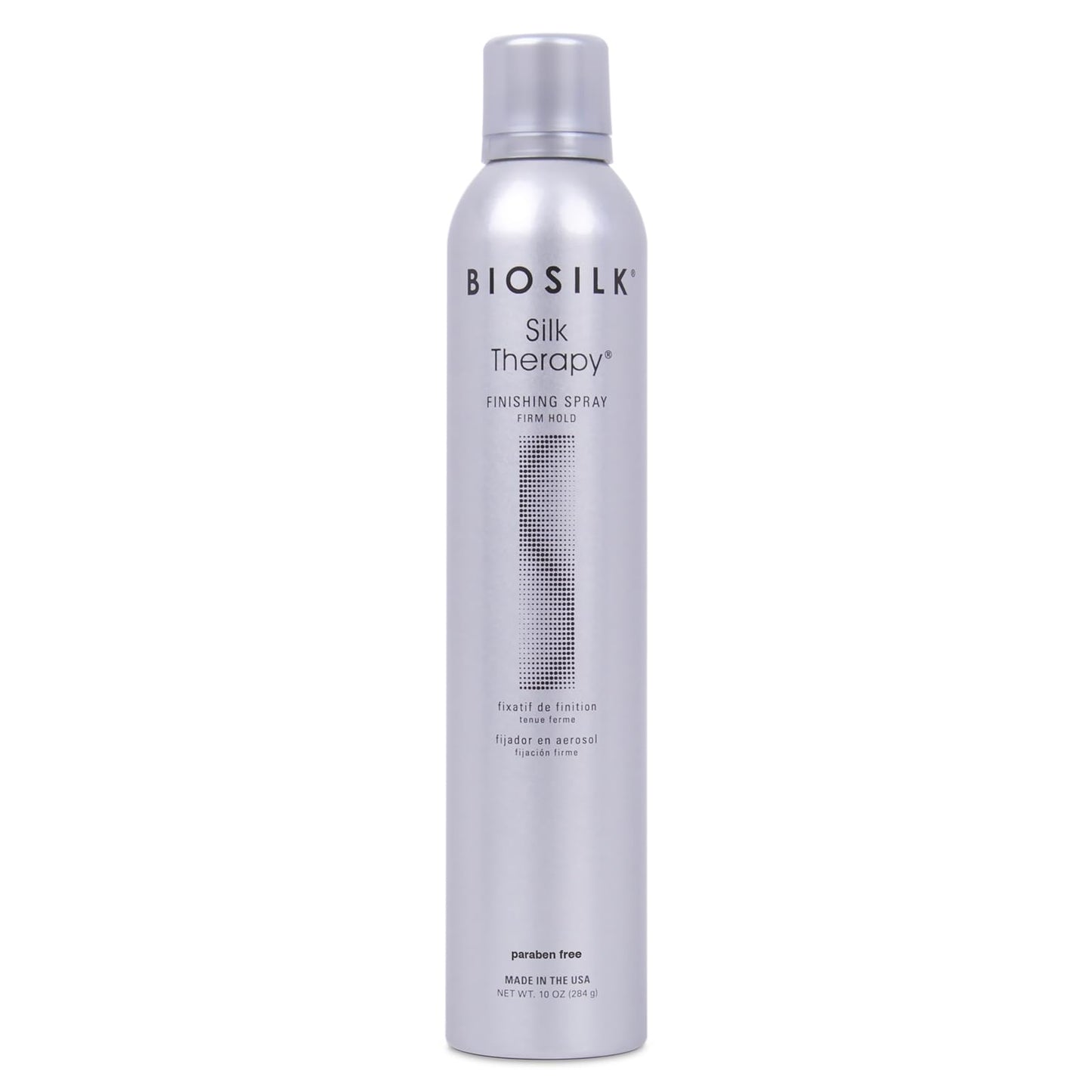 Gray BioSilk Silk Therapy Finishing Spray Firm Hold, Strong-Hold Hairspray for Long-Lasting Styles, Adds Brilliant Shine & Keeps Hair Touchable, Sulfate-Free, Paraben-Free, Cruelty-Free, 10 Oz