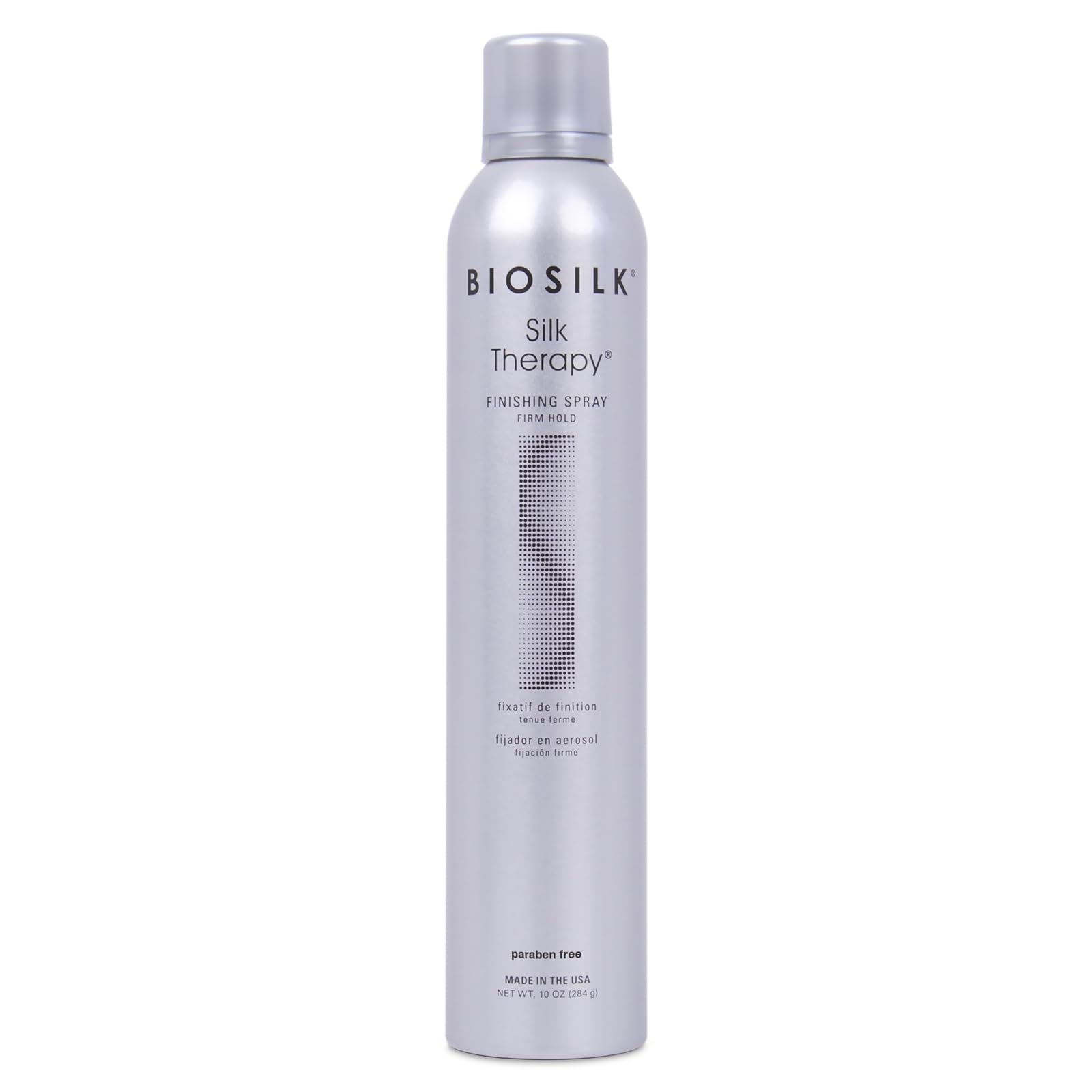 Gray BioSilk Silk Therapy Finishing Spray Firm Hold, Strong-Hold Hairspray for Long-Lasting Styles, Adds Brilliant Shine & Keeps Hair Touchable, Sulfate-Free, Paraben-Free, Cruelty-Free, 10 Oz
