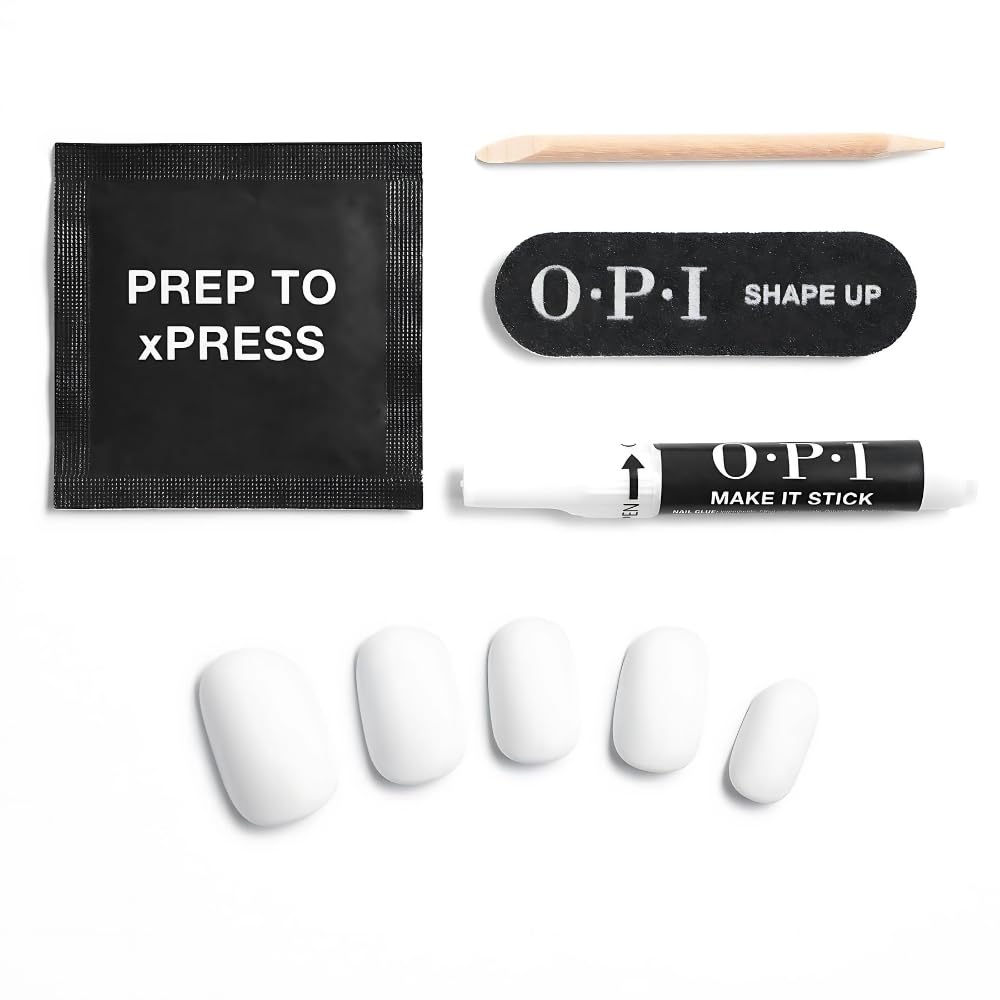 White Smoke OPI Nail Lacquer & xPRESS/ON Press on Nails, Funny Bunny Bundle | Soft White Short Round Press-On Nails with Matching Nail Lacquer Polish Shade