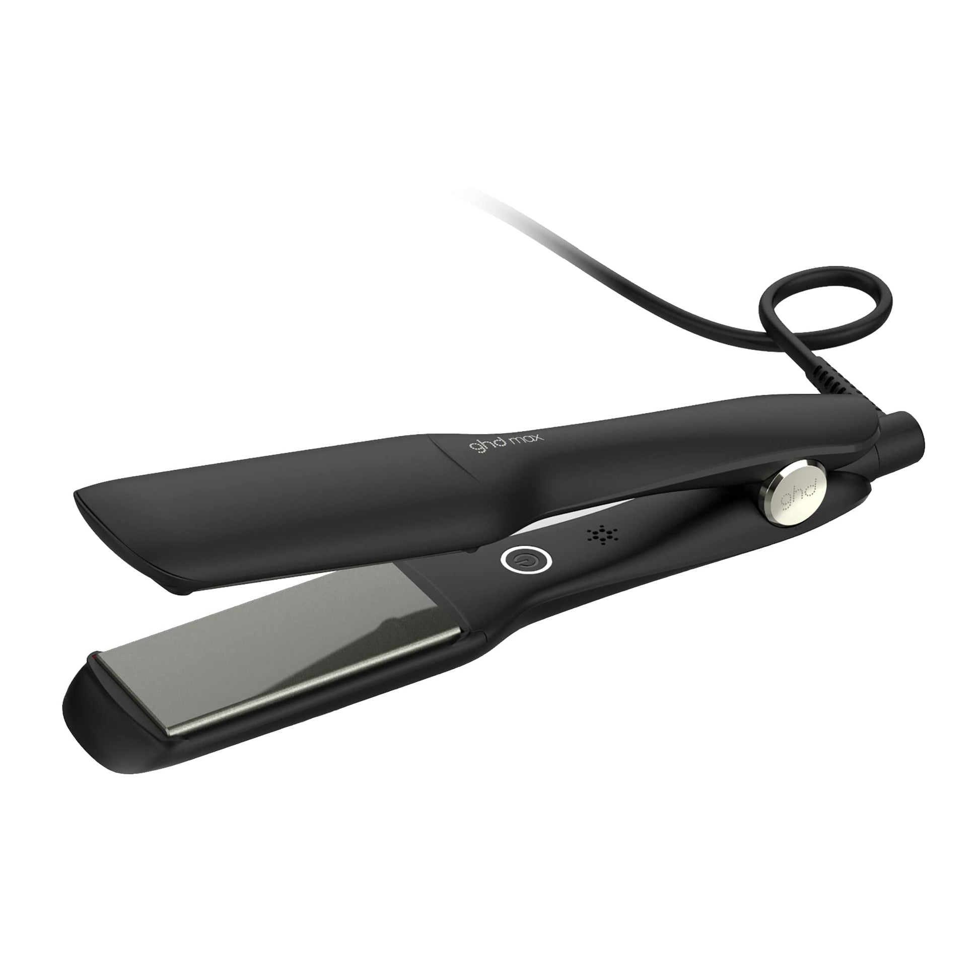 White Smoke ghd Max Styler - 2” Professional Flat Iron Hair Straightener with Dual-Zone Technology, Wide Ceramic Plates for Long, Thick, or Curly Hair - 365ºF Safe Heat and Auto Sleep Mode - Black