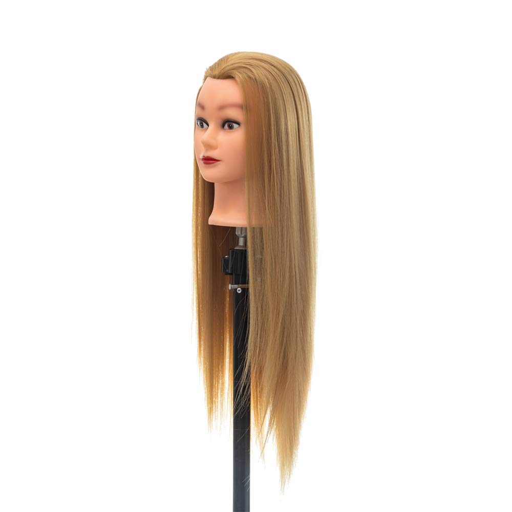 White Smoke Cosmetology Mannequin Head Hair Styling 26-28inch Training Head Synthetic Fiber Manikin Head Doll Head with Clamp （#27 Blonde 20Inch）