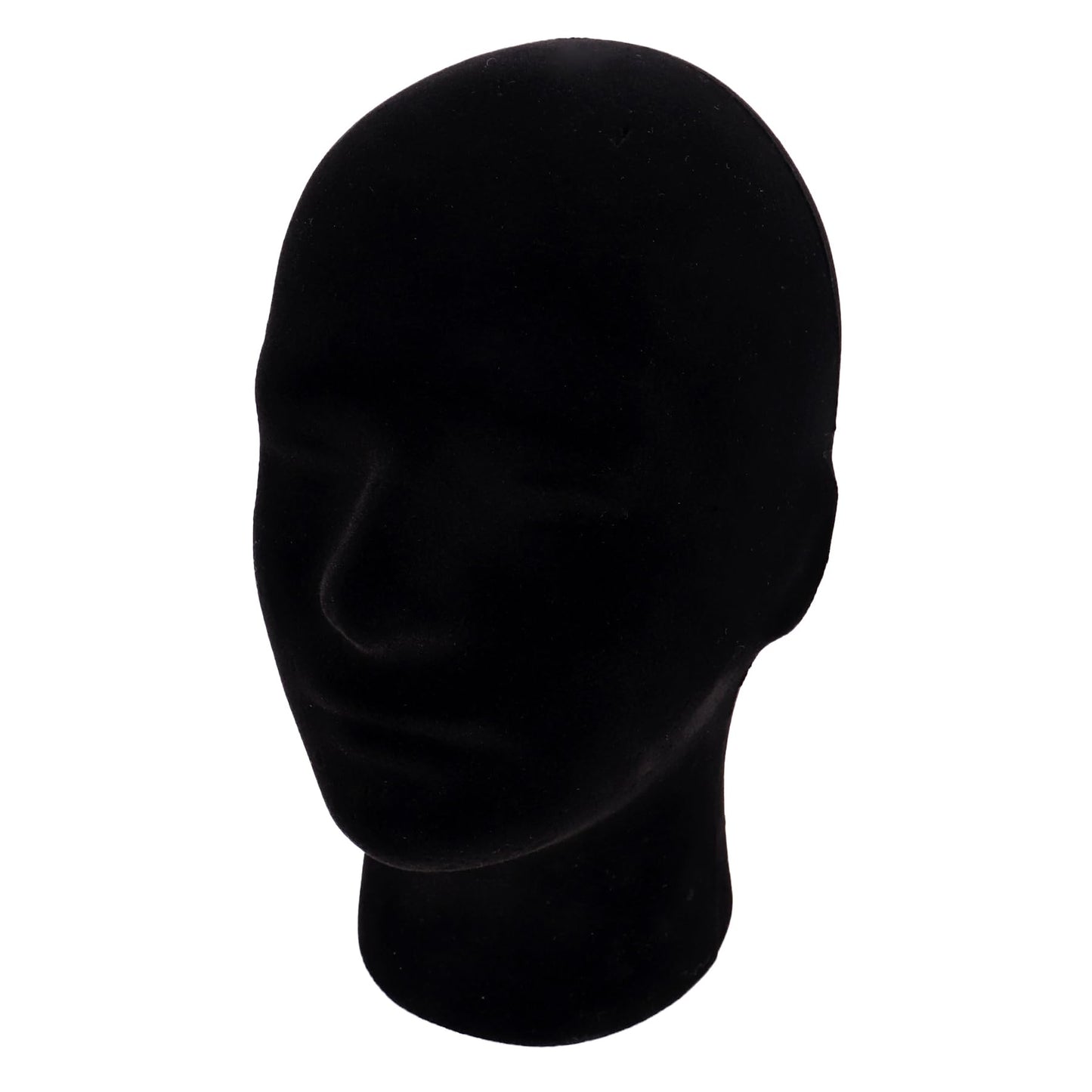 Black MapofBeauty Black Velvet Foam Mannequin Head Male Display Stand Styrofoam Wig Head (Black)
