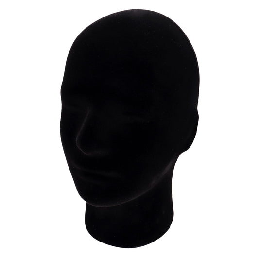 Black MapofBeauty Black Velvet Foam Mannequin Head Male Display Stand Styrofoam Wig Head (Black)