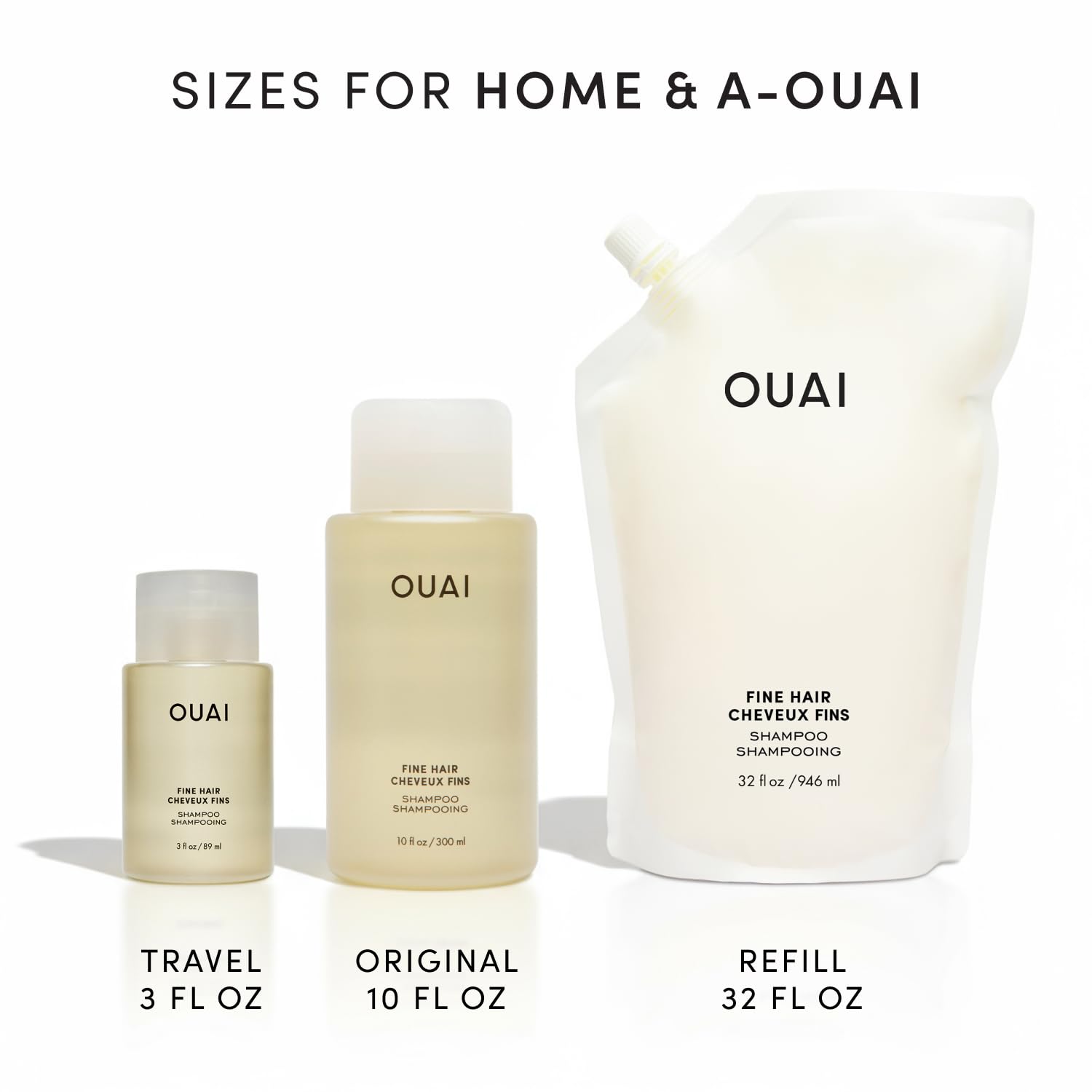 White Smoke OUAI Fine Hair Shampoo - Biotin Thickening Shampoo for Flat, Thin Hair - Volumizing & Strengthening Keratin & Chia Seed Oil for Women & Men - Lightweight, Color-Safe, Sulfate Free, 10 Oz