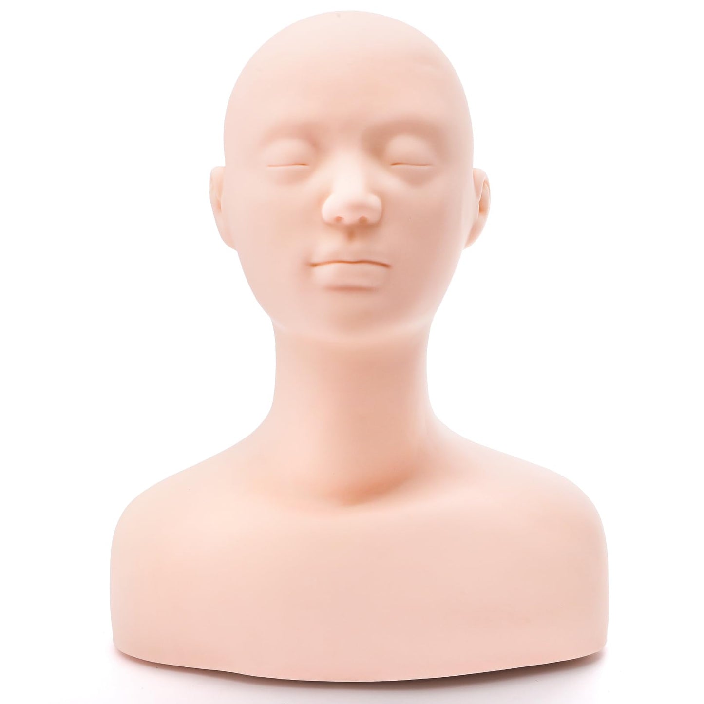 White Smoke Dicunoy Esthetics Mannequin Head with Shoulder, Soft PVC Human Hair Mannequin Head for Makeup, Facial Techniques, Massage, Lash Extensions Practice, Wig Display, Salons Cosmetology School