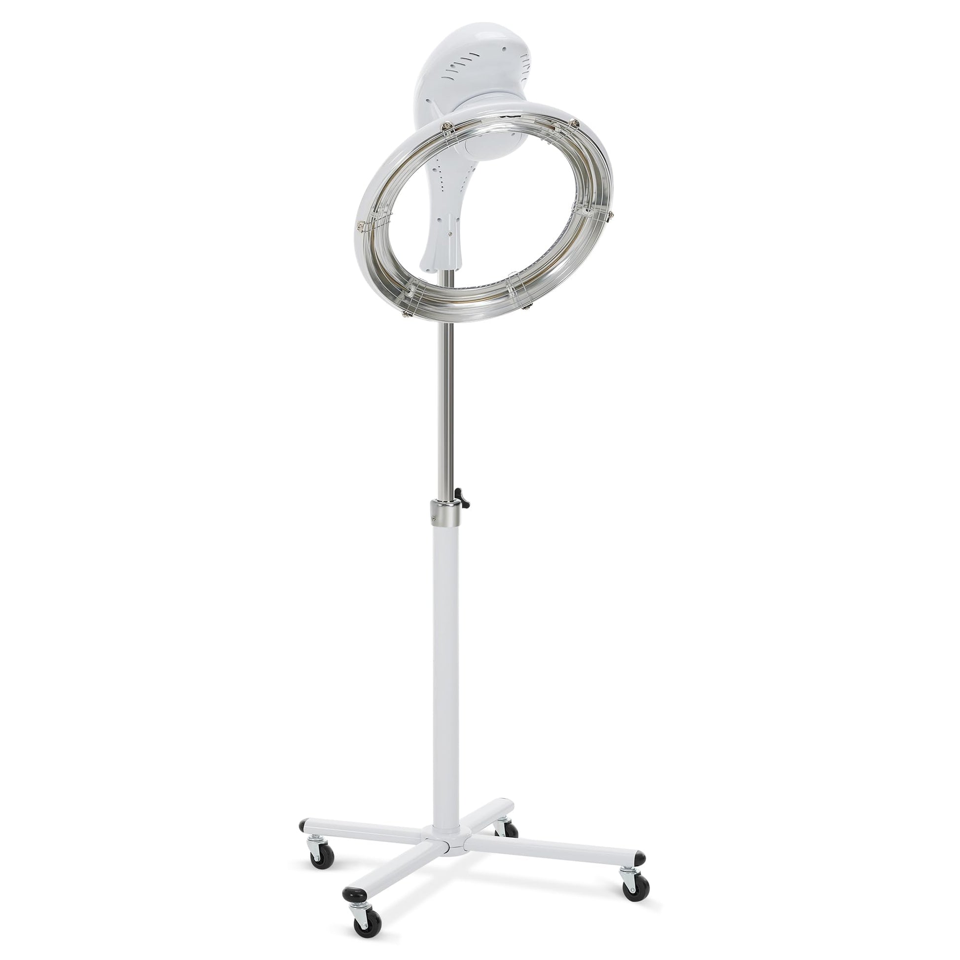 White Smoke BarberPub Orbiting Hair Dryer Processor with Adjustable Height & Smart Control Panel, 1100W Salon Hair Care Stand Station with Rolling Base for Hairstylist HDP01 (White)
