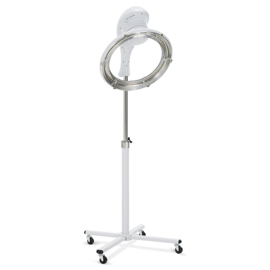 White Smoke BarberPub Orbiting Hair Dryer Processor with Adjustable Height & Smart Control Panel, 1100W Salon Hair Care Stand Station with Rolling Base for Hairstylist HDP01 (White)