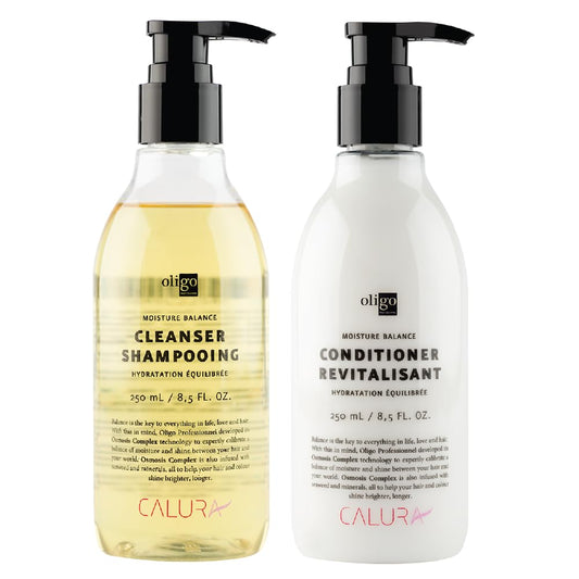 White Smoke Oligo Professionnel - Calura Moisture Balance Cleanser & Conditioner - Sulfate free - Vegan - Paraben free - Color safe - Shine - Hydrating formula for dry hair - 8.5oz DUO BUNDLE