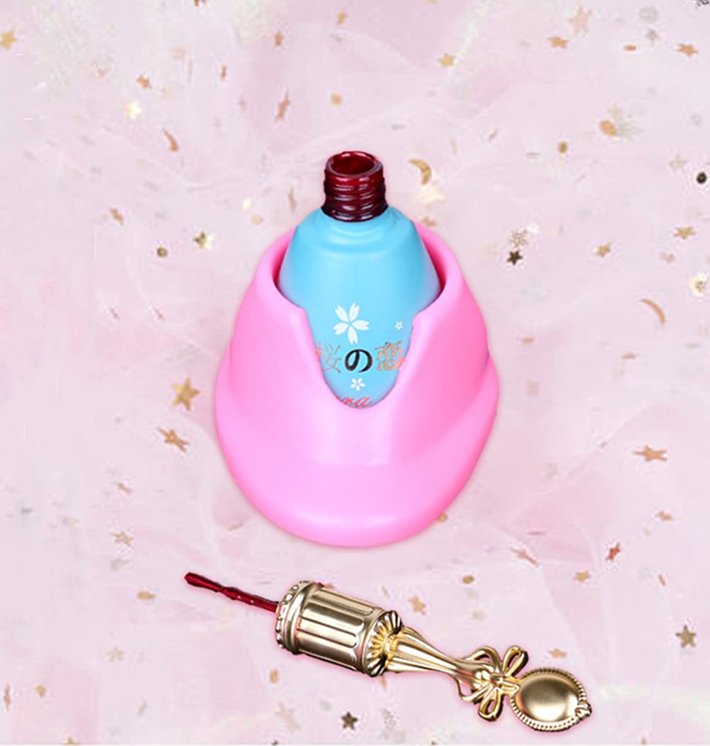 Lavender SUKPSY 4 Pcs Soft Rubber Nail Polish Bottle Holder Anti-spill Bottle Stand Manicure Display Tools Nail Art Supplies for Nail Organizer Display