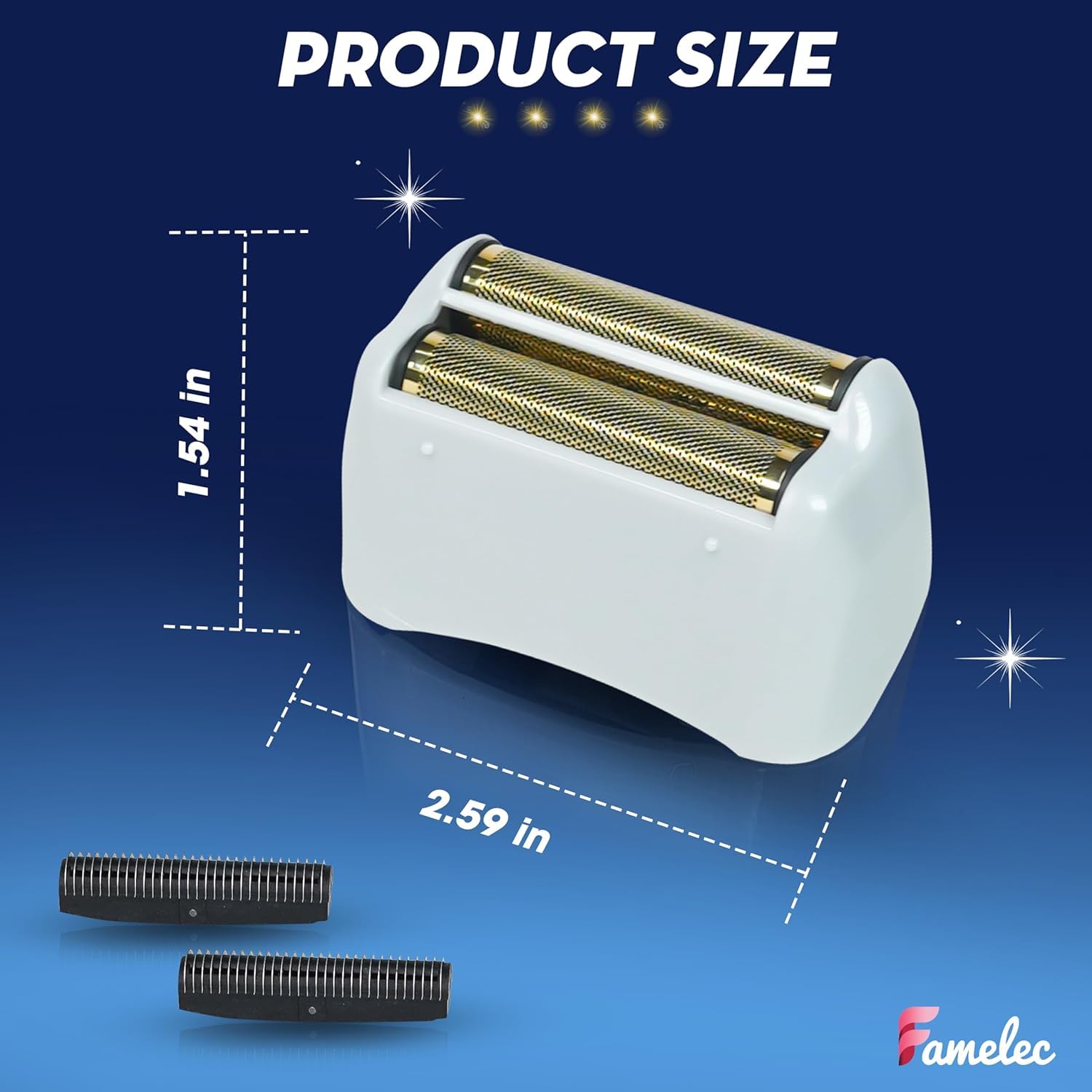 Midnight Blue FAMELEC Pro Foil and Cutters for Andis Foil Shaver Models TS1 17150 17235 17220 TS2 17200, Razor Blades & Gold Foil Shaver Blades Compatible with Andis Shaver Foil Replacement #17155 17160 17280